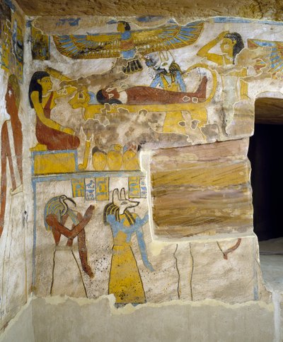 Murales de la chambre funéraire de la tombe de Pa Nentwy - Egyptian 26th Dynasty