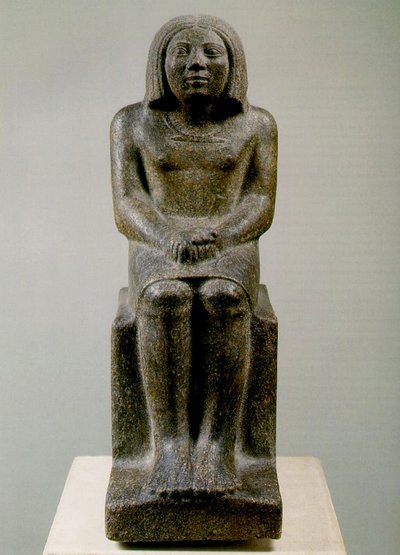 Figure masculine assise, Égypte, Ankh, 3e dynastie - Egyptian 3rd Dynasty