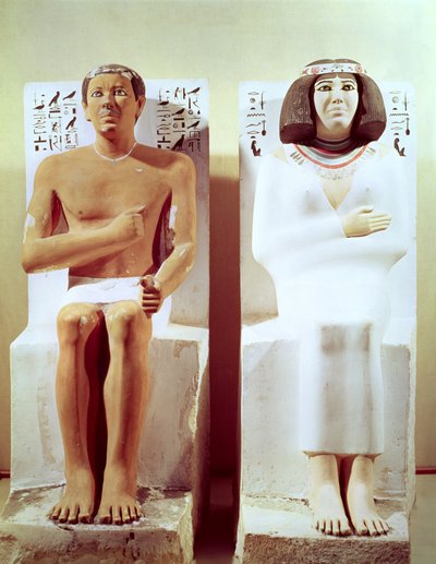 Rahotep et sa femme, Nofret, c.2620 av. J.-C. (calcaire peint) - Egyptian 4th Dynasty