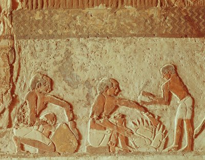 Relief représentant la fabrication et la cuisson du pain, Ancien Empire (peinture murale) - Egyptian 5th Dynasty
