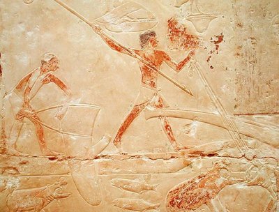 Relief représentant la pêche au filet et le harponnage d