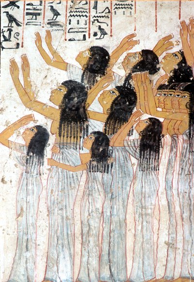 Égypte ancienne, peinture, fresque, femmes en deuil dans le cortège funèbre, tombe de Ramose, Thèbes - Egyptian Egyptian
