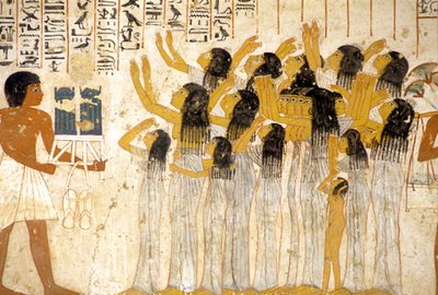 Égypte ancienne, peinture/fresque, femmes en deuil dans la procession funéraire, tombe de Ramose, Thèbes, Vallée des Nobles - Egyptian Egyptian
