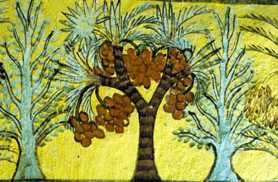 Égypte ancienne, peinture murale, palmiers-dattiers et arbres, tombeau de Sennedjem, Thèbes, Deir el Medina - Egyptian Egyptian