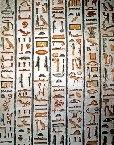 ART EGYPTIEN : Hiéroglyphe. De la tombe de Sethi I dans la Vallée des Rois. (fresque) - Egyptian Egyptian