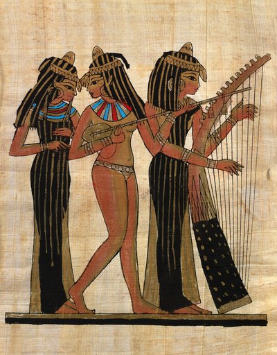 Art égyptien ; Papyrus égyptien : Musiciens - Egyptian Egyptian