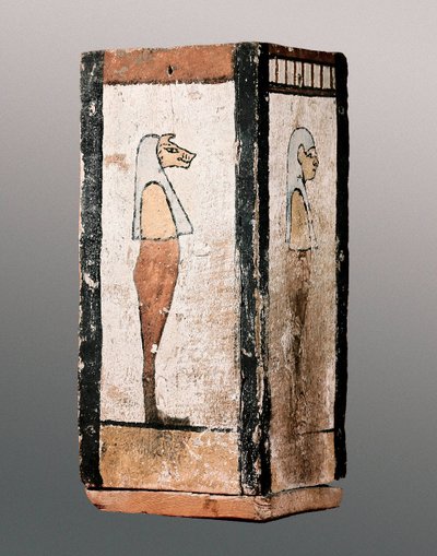 Antiquité égyptienne : urne funéraire en bois ou canope - Egyptian Egyptian