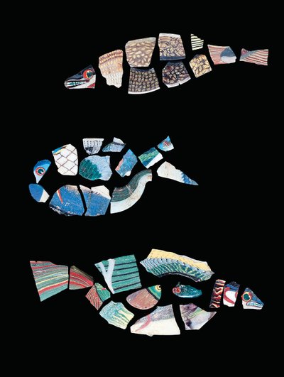 Trois fragments de mosaïque de poissons, période ptolémaïque-romaine, vers 1er siècle av. J.-C. - 1er siècle apr. J.-C. - Egyptian Egyptian