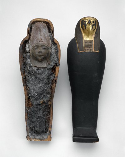 Cercueil en forme de faucon avec momie de grain, 332-30 avant J.-C. - Egyptian Ptolemaic Period