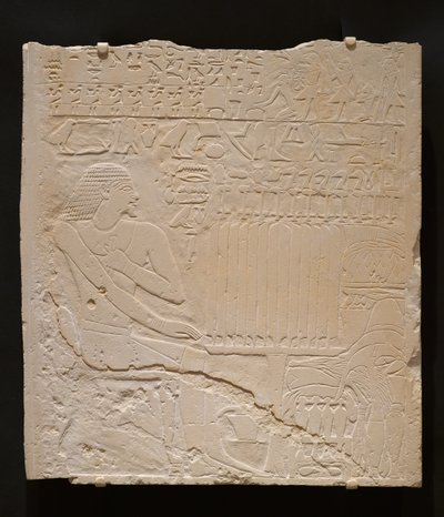 Relief de la tombe de Khnumti, c.2345-2184 av. J.-C. (calcaire blanc) - Egyptian School
