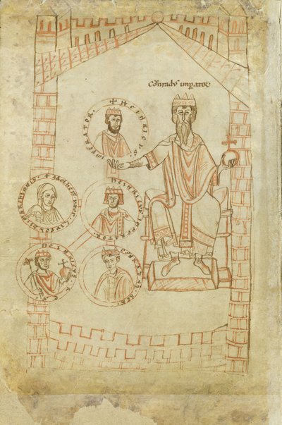 Arbre généalogique de la dynastie salienne : Conrad II, Henri III, Henri IV, son épouse Eupraxia de Kiev, Henri V, 12ème siècle - Ekkehard of Aura