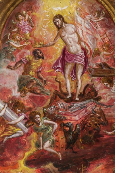 Autel portatif : panneau central représentant une allégorie du Chevalier chrétien (détail) - El Greco