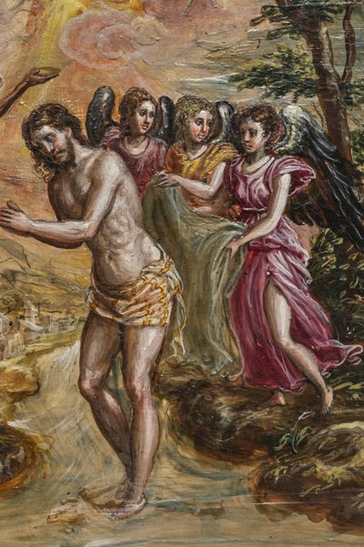 Autel portatif : détail du panneau de la porte droite représentant le Baptême du Christ - El Greco