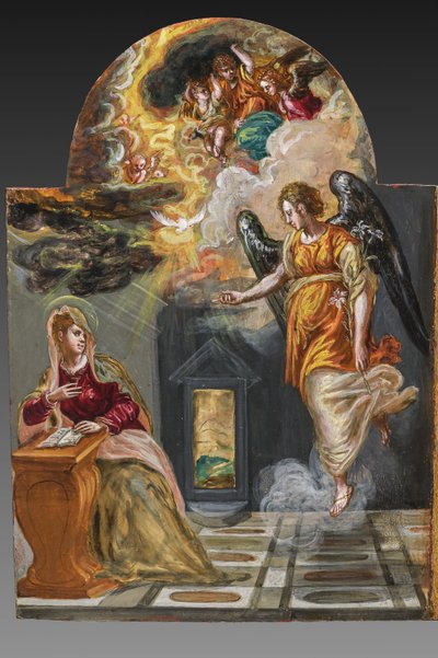 Autel portatif, panneau de la porte gauche au verso : Annonciation, détail - El Greco