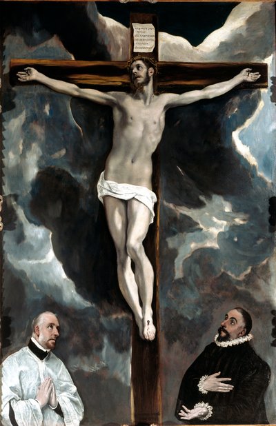 Christ en croix adoré par les deux donateurs - El Greco