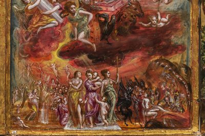 Autel portatif : panneau central représentant une allégorie du Chevalier chrétien (détail) - El Greco