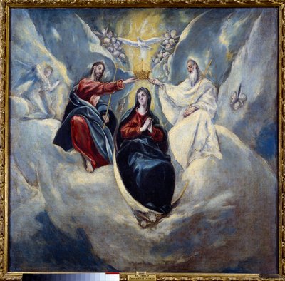 Le Couronnement de la Vierge. Peinture de Domenikos Theotokopoulos dit El Greco (1541-1614) 1595. Madrid, Musée du Prado - El Greco