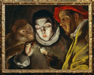 Singe, garçon allumant une bougie et homme - El Greco