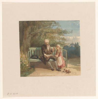 Homme lisant à un petit enfant - Elchanon Verveer