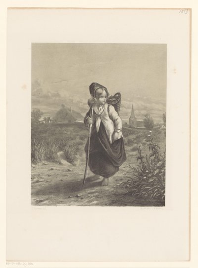 Fille avec panier sur le dos - Elchanon Verveer