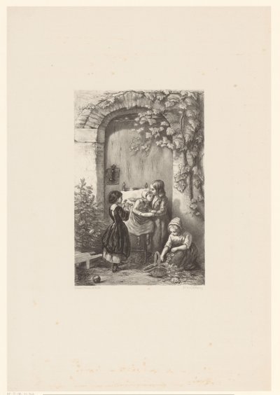 Quatre filles devant une porte - Elchanon Verveer