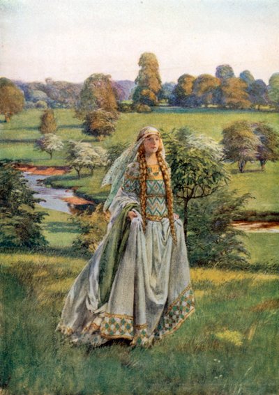 Guenièvre. Tennyson (lithographie couleur) - Eleanor Fortescue-Brickdale