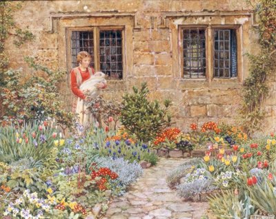 Mère et enfant dans un jardin fleuri - Eleanor Fortescue Brickdale