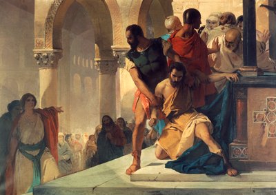 Fazio traîné hors du temple de Sainte-Sophie à Constantinople - Eleuterio Pagliano