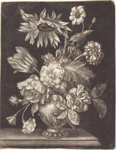 Nature morte florale avec un tournesol - Elias Christoph Heiss