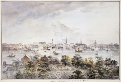 Vue de Stockholm depuis Kungsholmen avec le Palais Royal et Storkyrkan, Tyskakyrkan, Katarinakyrka et Riddarholmskyrkan - Elias Martin