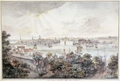 Vue de Stockholm depuis Söder avec le Palais Royal, Storkyrkan, Riddarholmskyrkan et Tyska kyrkan - Elias Martin