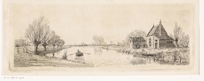 Paysage fluvial avec maison en bois - Elias Stark