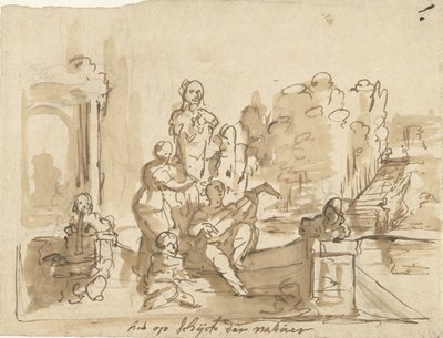 Allégorie avec des figures musiciennes dans un jardin - Elias van Nijmegen