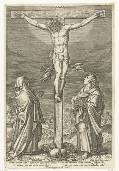 Christ sur la croix, avec Marie et Jean-Baptiste - Elias van den Bossche
