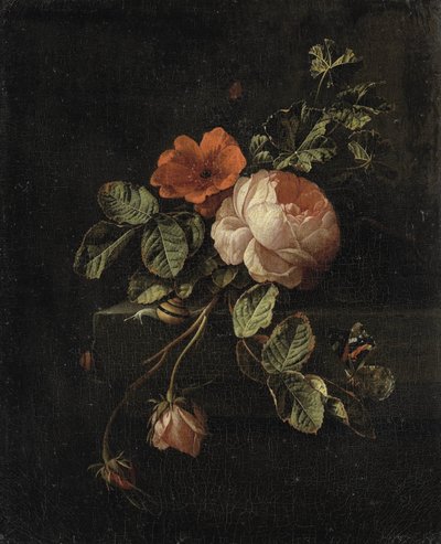 Nature morte avec des roses - Elias van den Broeck