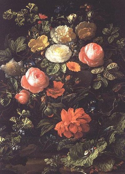 Nature morte avec des roses, des insectes et des escargots - Elias van den Broeck