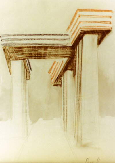 Dessin de conception pour le bâtiment wolkenbugel (fer-nuage) proposé par el lissitzky (lazar markovich lissitzky) qui n