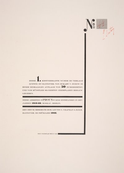 Page de titre - Eliezer Markowich Lissitzky
