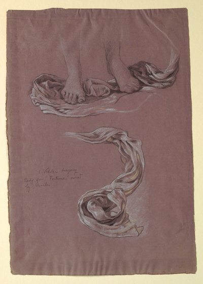 Dessin, étude de la draperie "Fortune", vers 1877 - Elihu Vedder