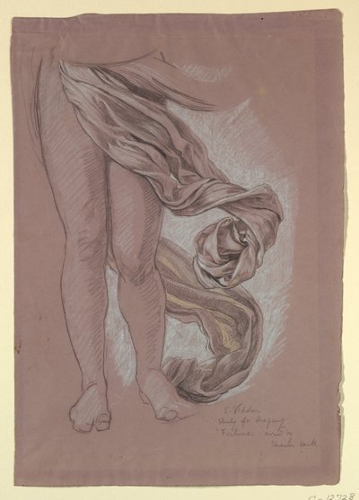 Dessin, étude de la draperie de "Fortune", vers 1877 - Elihu Vedder