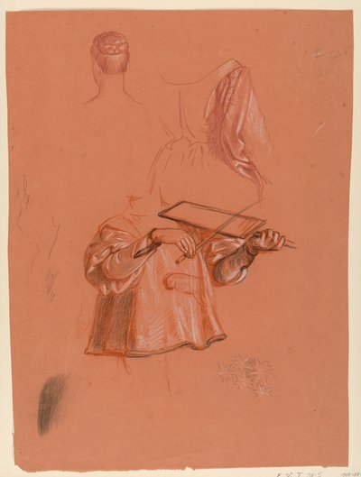 Dessin, études de figures et de drapés, vers 1885 - Elihu Vedder
