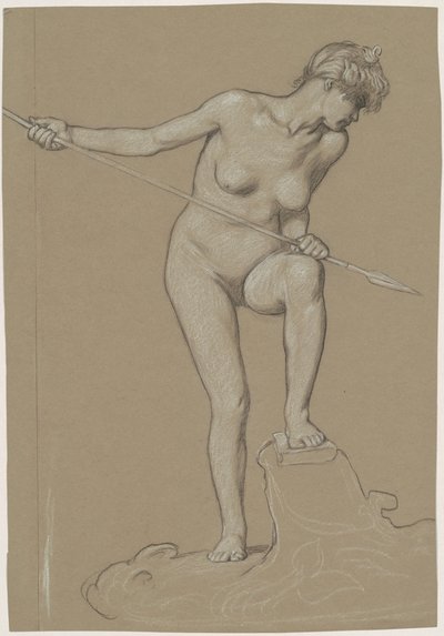 Fille harponnant un dauphin - Elihu Vedder