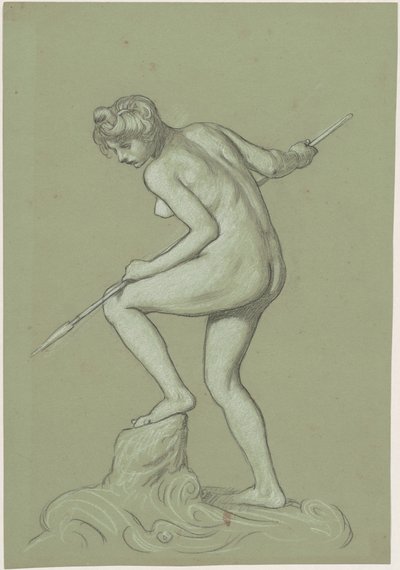 Fille harponnant un dauphin - Elihu Vedder