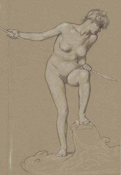 Fille harponnant un dauphin, c. 1900 - Elihu Vedder