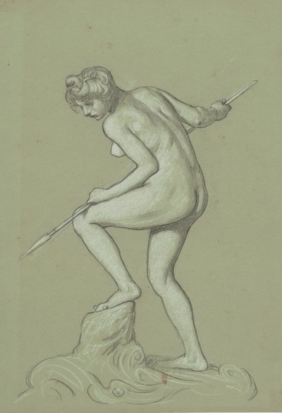 Fille harponnant un dauphin, vers 1900 - Elihu Vedder