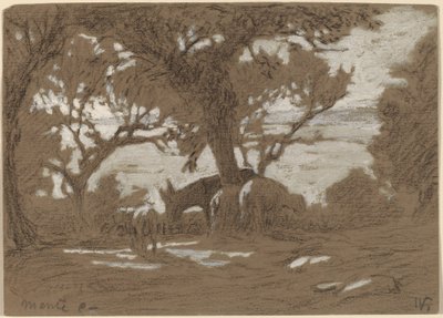 Mont Colognola - Moutons broutant sur le lac Trasimène - Elihu Vedder