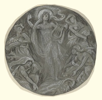 Étude pour le cercle central du plafond de Huntington : Apollon et ses assistants - Elihu Vedder