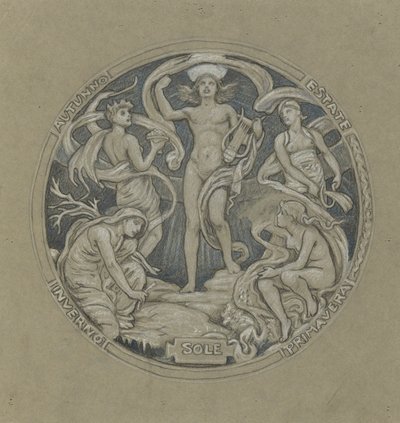 Étude pour le cercle central du plafond de Huntington : Apollon et ses assistants - Elihu Vedder