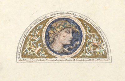 Étude pour lunette avec tête féminine - Elihu Vedder