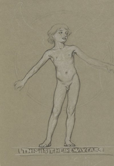 Étude pour Jeunesse ailée (Le Nouvel An) - Elihu Vedder